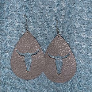 Bull horn tag earrings